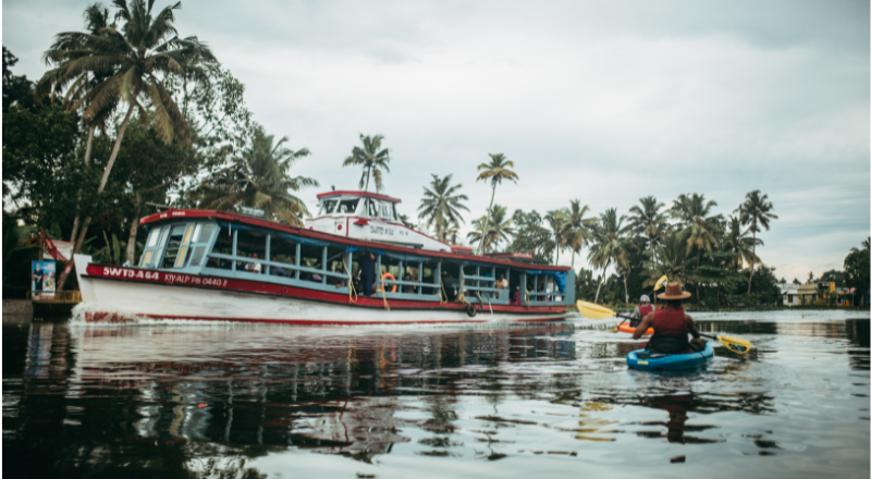 Ferry boat in Alleppey while kayaking