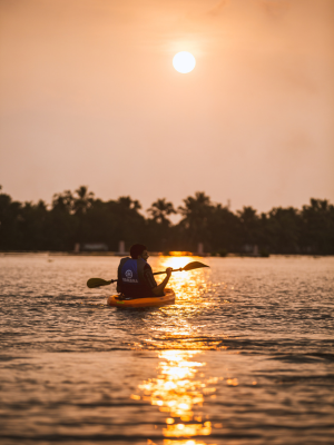 Kayaking in sunrise