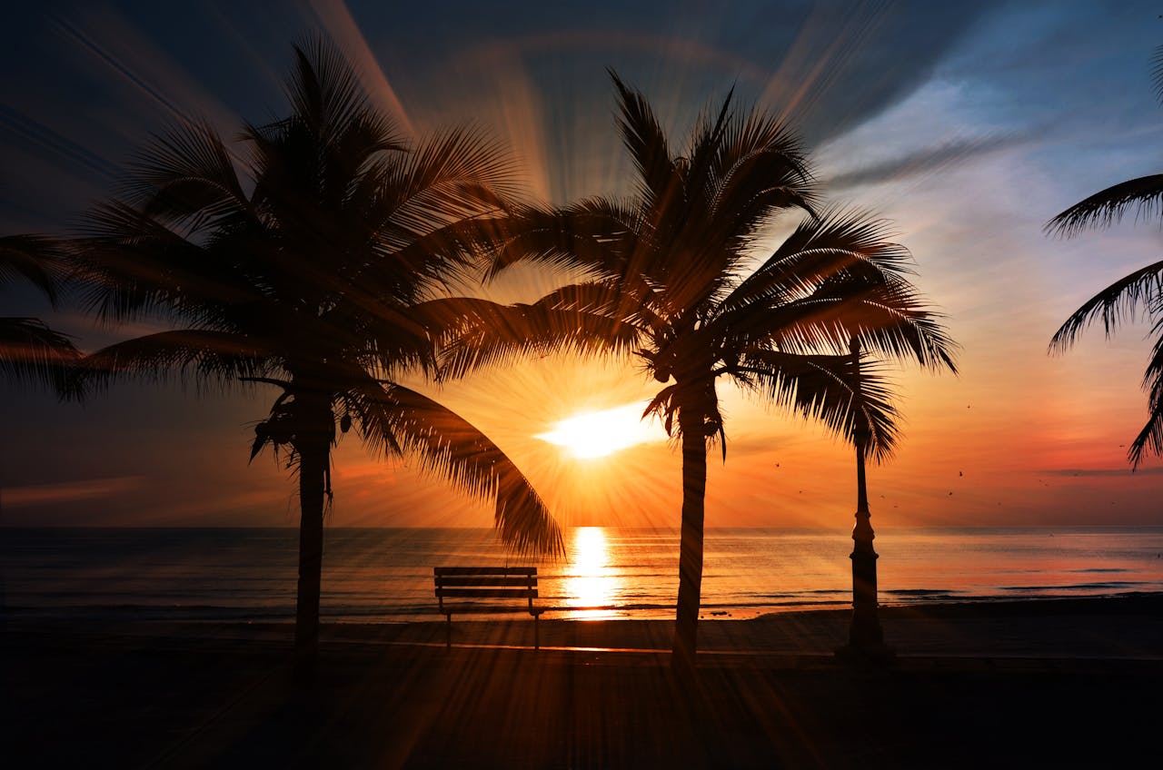 Sunset at Alleppey Beach, in Marari